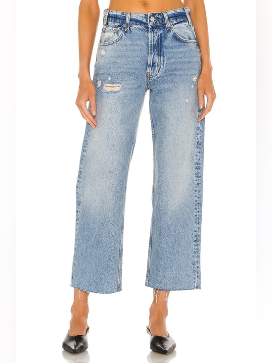 Anine Bing Denim - Anine Bing Gavin Straight Leg Jeans with Distressed Detail